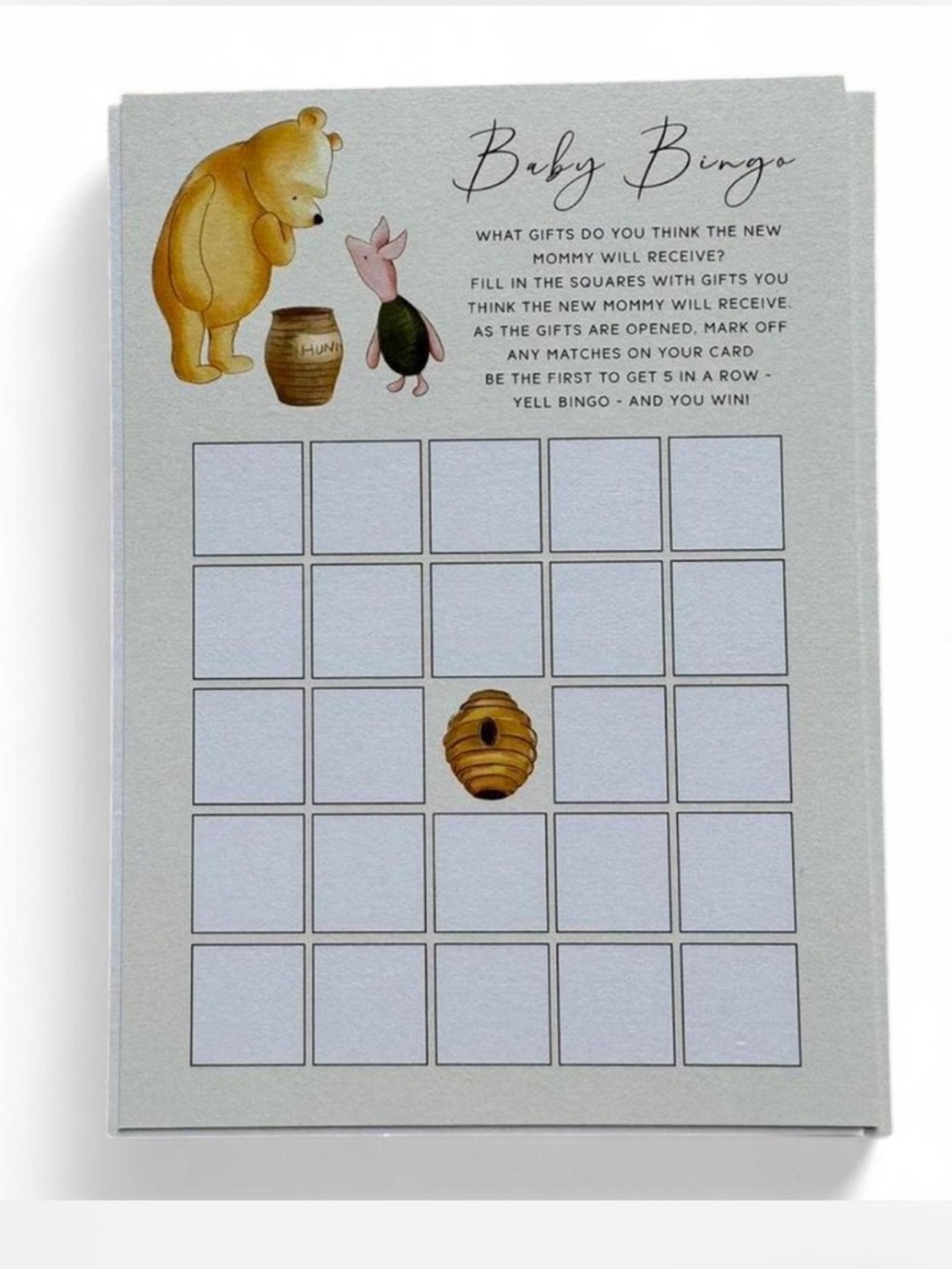Disney’s Winnie the Pooh Baby Bingo Cards (50 cards)